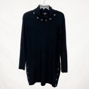 Yest Turtleneck Black Long Line Sweater Size 4 Casual Metallic